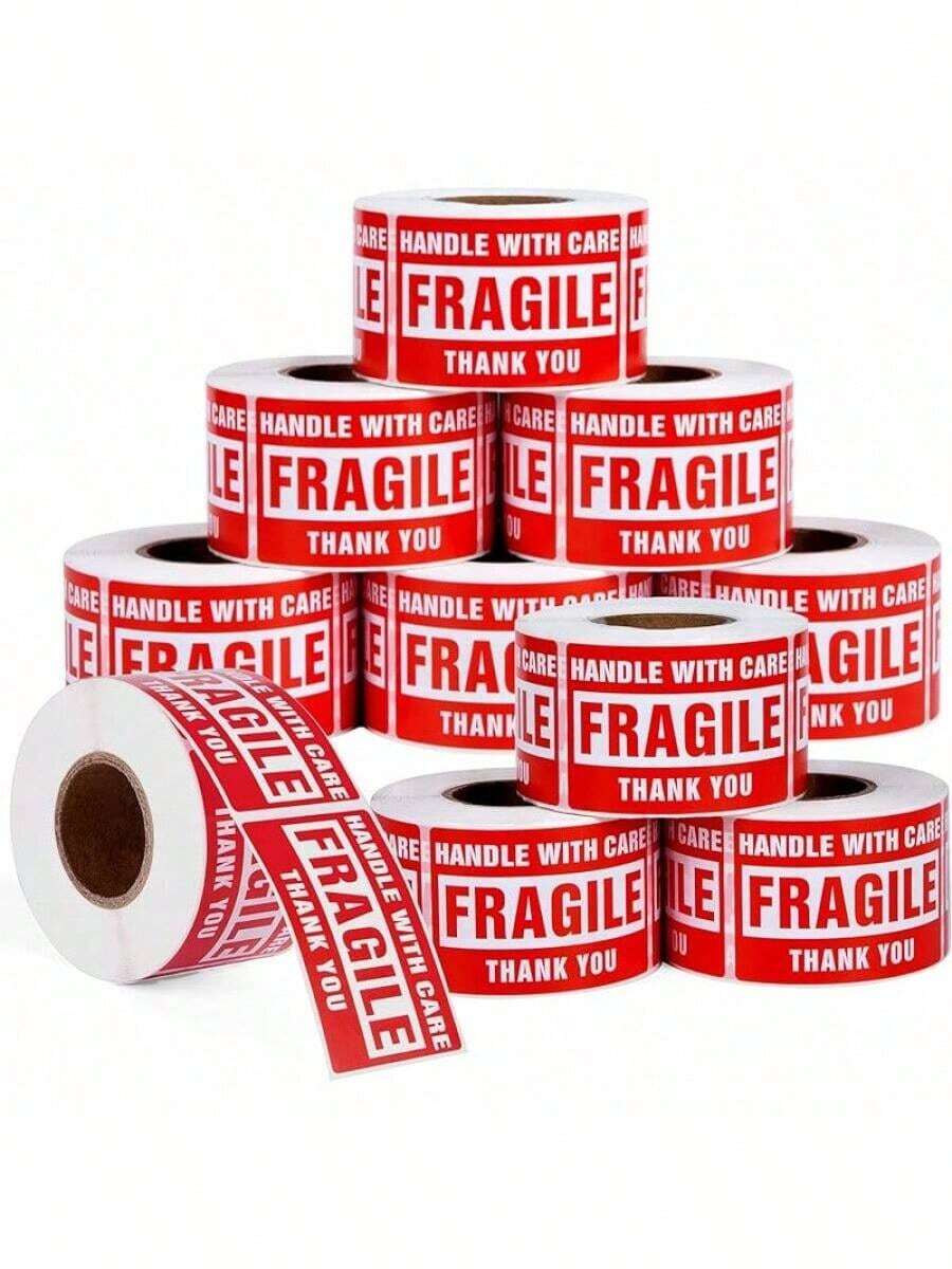 10 Rolls Fragile Stickers For Shipping 3 X 2 Inch 5000 Labels For Moving Boxes Handle With Care Sticker For Packing Small Business, Permanent Adhesive Fragile Labels (10 Roll, 500 Labels/Roll) - 10 Rolls - 5000 PCS - View 1