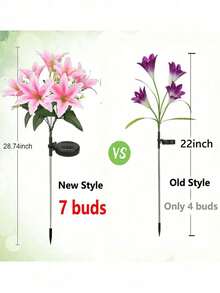 7-Bloom Solar Powered Lily Flower Garden Lights, Waterproof LED Lights, Solar Powered, Suitable For Yard Path Decor, Mother's Day Garden Gift, Party Decoration - Multicolor - View 5