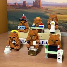 Set de blocuri de construcție Capybara drăguțe cu peste 500 de bucăți, decor de masă și ameliorarea stresului, cadou pentru casă/birou, figurină DIY, potrivit pentru ziua de naștere, Ziua Tatălui, Ziua Mamei, nuntă, absolvire