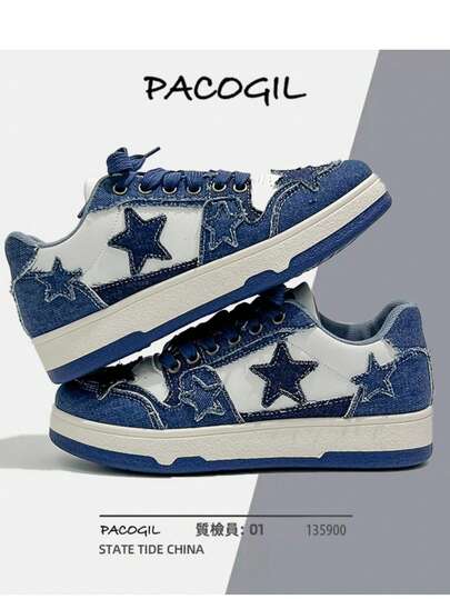 New Fashionable Casual Star Pattern Skateboard Shoes, Suitable For Teenagers, Sports Shoes (Shoes Run Small, Recommend Ordering One Size Up)