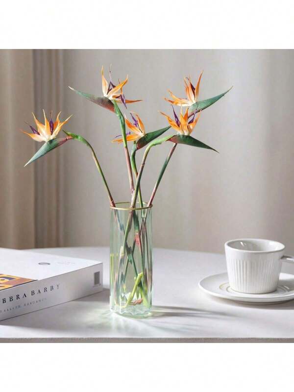 Flower Realm 2 Piezas de 58 cm de Flores Artificiales de Ave del Paraíso, Plantas Tropicales Falsas con Tallo Largo de Hule Strelitzia, Ramo de Verdor para Interior, Exterior, Hogar, Jardín, Oficina, Balcón, Fiesta, Boda, Manualidades, Decoración de Otoño, Día de San Valentín, Cumpleaños, Graduación