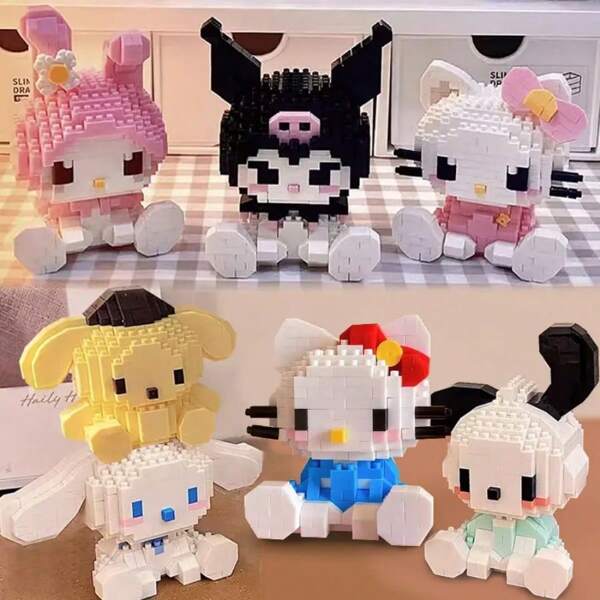 Sanrio KEEPPLEY Sanrio Anime Hello Kitty Moja Melodia Cinnamoroll Pompompurin Kuromi Klocki Nastolatki Święta Prezent na Boże Narodzenie