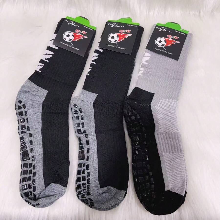 Kit 3 Pairs Of High Quality Non-Slip Cotton Football Socks High Top