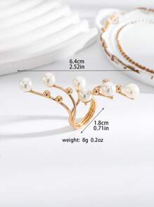 1pc Metal Geometric Pearl Inlaid Elegant Chic Luxurious Women Ring (Minor Flaws)