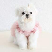 Vestido de princesa con mangas con volantes para perros y gatos pequeños como poodle, bichón frisé, pomerania, maltés, Yorkshire Terrier, etc. Atuendo para fiesta de cumpleaños, primavera/verano
