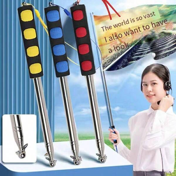 1 pieza/10 piezas/20 piezas Mástil guía retráctil de 1.2m/1.6m/2m, bastón de bandera de acero inoxidable portátil para exteriores con mango de espuma gruesa, adecuado para el Día Nacional, eventos escolares, excursiones al aire libre y talla grande