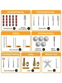 電動樹脂珠寶鑽套裝，50入組木質手柄樹脂工具，多用途功率專為鑽孔、砂磨、拋光、切割、雕刻、DIY樹脂工藝而設計的實用便捷精密珠寶製作工具 - 彩色 - 查看 7