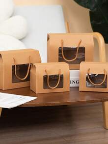 4 件/8 件大号白色手持开窗礼品盒，小号黑面包/糕点/马卡龙/糖果/饼干盒，适用于生日礼物、派对礼物、婚礼、零食包装 - 彩色 - 查看 10