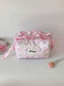 1pc Berry Color Lace Large Capacity Portable Cosmetic Bag With Zipper Closure, Suitable For Storing Lipstick, Makeup Brushes, Skincare Products, Phone, Coins, Small Items, For Home, Travel, Vacation, Wedding, Bridesmaid Gift, Mother's Gift, Birthday Gift, Cruise Essential, Christmas Gift, Makeup Bag, Travel, Women Travel Essential Gift, Cosmetic Bag - Multicolor - View 16