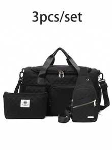 3 Pcs/Set Multifunctional Travel Bag Set, Comprising Fitness, Overnight And Commuting Bags, Equipped With Shoe Bag And Toiletries Bag, Suitable For People In Travel, Business Trips And Vacations, Large Capacity And Lightweight, Solid Color And Fashionable Design, Perfect As A Gift For Outdoor Enthusiasts And Students Returning To School - Multicolor - View 13