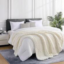 Chunky Knit Blanket - Soft Chenille Yarn Throws 40x50: Handmade Thick Cable Crochet Blanket - Large Chunky Yarn Rope Knot Throw For Couch, Sofa, Bed Home Decor - 奶油白 - 查看 7