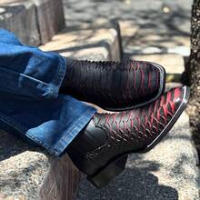 Botas chelsea vaqueras para hombre en piel color negro-rojo y cafe con Grabado pitón, estilo western moderno, elegantes y cómodas para toda ocasión Botines De cuero Botin - Negro - Ver 2