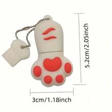 Biyetimi Cat Paw USB Flash Drive 64GB Black Cartoon Memory Stick Free Key Chain Pen Drive 128GB 32GB Creative Gifts For Kids U Disk - White - View 4