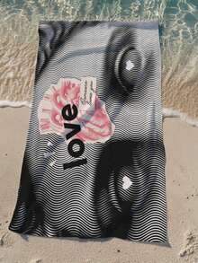 Printed Beach Towel - Blue - View 2