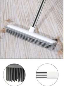 Adjustable Long Handle 2 In 1 Silicone Rubber Floor Broom Carpet Brush With Soft Push Design For Effective Pet Cat Dog Hairs Fur Removal From Fluff Carpets And Hardwood Floors No Scratch Floor Cleaning Tool Also Functions As A Carpet Rake And Squeegee For Bathroom And General Floor Cleaning Removing Stubborn Pet Hair And Dirt With Ease Providing A Thorough And Gentle Cleaning Solution For Pet Owners