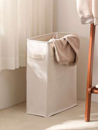 1 pièce Panier à linge blanc multi-tailles avec poignées et rangement latéral, peut stocker des vêtements et des équipements de sport