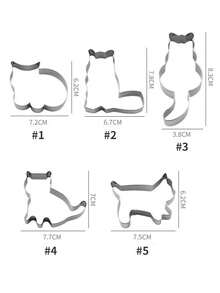 5Pcs/Set Cute Cat Shaped Cookie Cutter Set Sandwiches Fruits Biscuit Cake Mold DIY Biscuit Baking Mold Tool - Silver - View 3