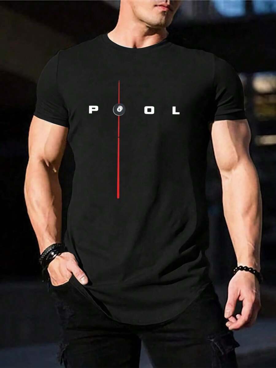 Camiseta divertida de billar para hombre - Camiseta de manga corta de billar - Camiseta gráfica con bola negra - Regalo perfecto para jugadores de billar - Cómoda camiseta de algodón para hombre - Negro - Ver 1