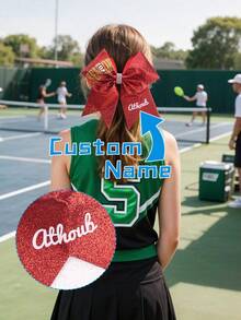 1pc Girls Custom Large Cheer Hair Bows Glitter Ponytail Holder Elastic Band Customized Name For Cheerleading Teen Girls College Sports Multi-Colored - Cheer Bow - View 5