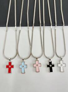 1 Piece Men's Y2K Blade Chain Cross Necklace Ins Style Dark Gothic Punk Style Necklace Niche Design Cool And Spicy Style