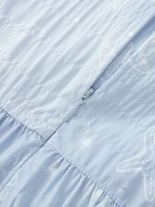 Balabala Girls' Bubble Sleeve Dress 2025 Summer Princess Dress - Blue Tint - View 5