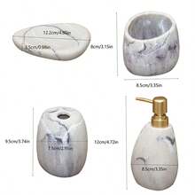 Premium Bathroom Accessories Set: Liquid Soap Dispenser, Soap Dish, Toothbrush Holder, Rinse Cup, Shampoo & Body Wash Refillable Bottles, Soap Pump Bottle, Versatile Lotion Bottles, Asymmetrical Soap Dish, Toothbrush & Toothpaste Storage Box, Couple Rinse Cup. Highly Practical For Home And Commercial Use. - Khaki - View 2