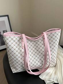 大容量女士通勤包，个性化手提包，2025新款精致小众单肩包，高品质女士包 - 粉色 - 查看 5