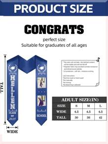 1pc Customized 2025 Graduation Shawl, Personalized Name & Photo Shawl, Premium Graduation Shawl, 6 Color Options, Double Layered Craftsmanship, Long-Lasting Colors, Shine Bright During Graduation Season