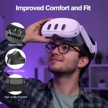 适用于 Quest 2 的 PU 泡沫垫面罩和面罩垫，防汗 VR 配件，兼容 Meta3S 和 Quest 3 - 黑色 - 查看 10