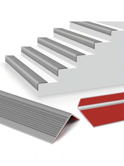 قطعة واحدة من الحافة المطاطية المقاومة للانزلاق بشكل حرف L لدرج من الفينيل مع لصق ذاتي، مناسبة للاستخدام الداخلي والخارجي لحواف الدرج