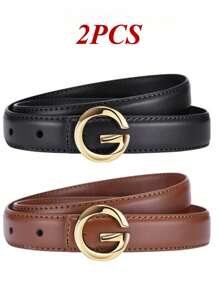 1/2 قطعة حزام متعدد الاستخدامات عصري للنساء، حزام أسود كوري لفساتين النساء وجينز، حزام ديكوري رفيع مناسب للجينز