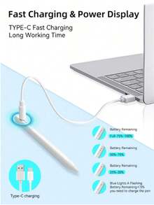 2024款iPad兼容触控笔，适用于iPad Air 11、Air 13、M2、Pro 13、11、M4、5/6/7/8/9/10代、Air 3/4/5、Mini 5/6，具备防误触功能和120mAh可充电电池 - 彩色 - 查看 6