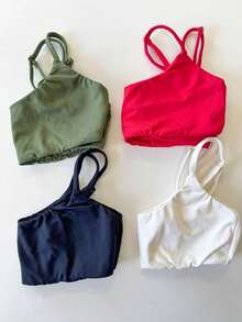Fitness Strappy Top With Adjustable Straps, Cropped Zero Transparency, Polyamide - 黑色 - 查看 4