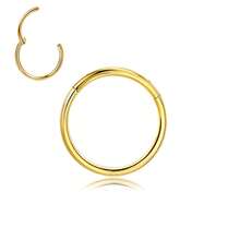 Aros para la nariz de acero inoxidable de titanio 316L, aros dobles brillantes para la nariz de 16G/18G/20G con bisagra y CZ, joyería de piercing para septum, cartílago, hélix, rook, trago y daith de 8mm, 10mm y 12mm - Juego de 3 anillos para la nariz - Ver 16