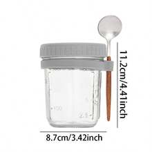1 pieza Taza de avena de vidrio con tapa y cuchara, frasco sellado para desayuno, ensalada, yogur, taza para ensalada, taza de avena aislada, taza portátil para picnic y camping al aire libre, adecuada para niñas, adecuada para el desayuno de estudiantes, cocina en el hogar, se puede regalar a familiares o amigos - Multicolor - Ver 8