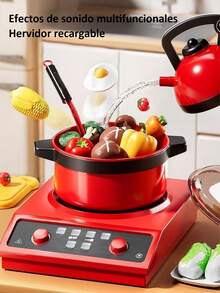 71 Piezas Juguetes De Cocina Portátil Para Niños Utensilios Cocina Comida Color Rojo, Cocina De Juguete Fantastic Toys Rojo Con Luz Sonido y Horno, Bbq Hamburguesas Sartenes Utensilios Comida De Juguete - Rojo - Ver 11