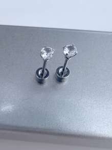 6 Pairs/Set Women's Men's Cartilage Earring Stud Surgical Steel Flat Back Earring Set,3mm Round CZ Screw Back Stud For Cartilage Screw-Piercing Jewelry