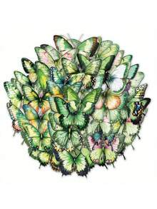 SCXXBSW 50pcs Green Butterfly Cartoon Graffiti Stickers Decorative Water Cups Notebook Luggage Double Transparent Waterproof Stickers - Multicolor - View 5