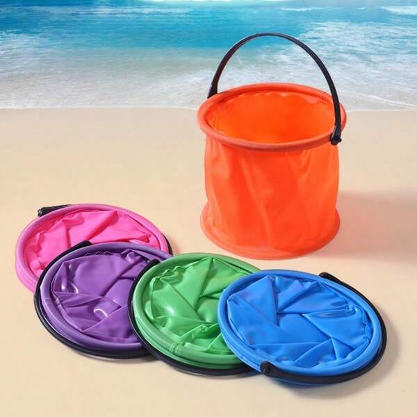 1 pieza Balde plegable multifuncional portátil de material de PP, conveniente, apto para playa, exterior, pesca, viaje, picnic (disponible en 6 colores)