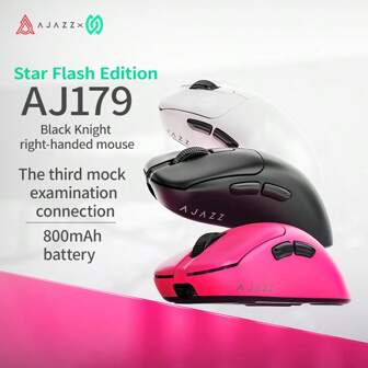  AJAZZ AJ179NL Wireless Mouse New PAW3311 Sensor 800 MAh Battery Long Battery Life And Durable Three-Mode Connection Lightweight Mouse 100 Million Times Micro-Motion Star Flash Chip 26000DPI Suitable For E-Sports Games And Office Boys Gaming Mouse Girls Gifts