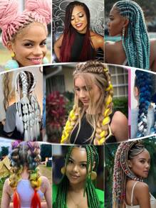 Estensioni per trecce arcobaleno da 24 pollici, capelli sintetici viola professionali, trecce jumbo, estensioni per capelli colorate a gradiente africane per intrecciare all'ingrosso per Ognissanti e Natale