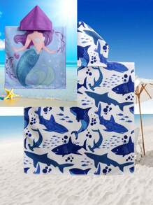 1 pieza Poncho de playa absorbente y grueso talla grande, 60*60cm, ropa de playa, decoración del hogar y del baño, vuelta al cole en verano