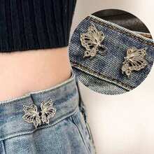1/2/3/4对多色可调节蝴蝶腰带扣,可拆卸无缝,可改变牛仔裤腰围尺寸,无需缝制腰带扣腰部配饰,母亲节 - 彩色 - 查看 3