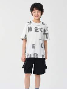 Balabala Children's Short Sleeve Set 2025 New Summer Two Pieces Set Cool Feeling - White and Black - View 1