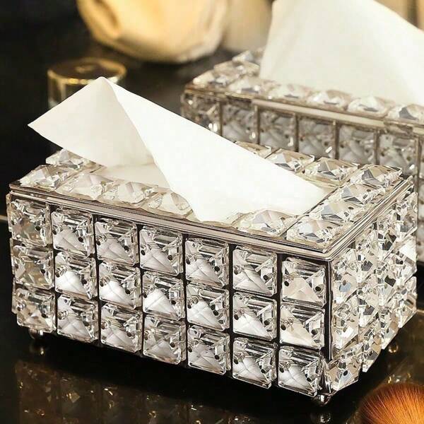 Internet Celebrity Nordic Style Living Room Light Luxury Crystal Tissue Box, Home Creative Minimalist Napkin Paper Storage Back To School