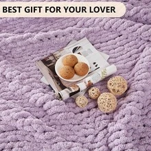 Chunky Knit Blanket - Soft Chenille Yarn Throws 40x50: Handmade Thick Cable Crochet Blanket - Large Chunky Yarn Rope Knot Throw For Couch, Sofa, Bed Home Decor - 紫色 - 查看 7