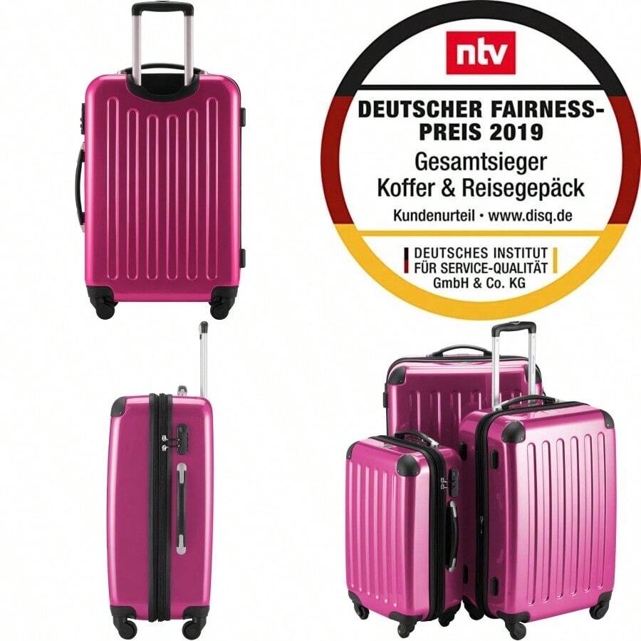Alex Set Of 3 Haide Lages Trolley Suitces Expandable S M L Pink - Set - View 1