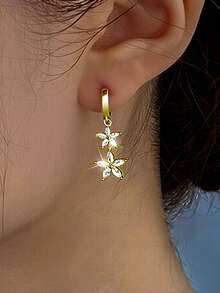 1pc S925 Sterling Silver Double Flower Pendant Earrings, Sweet & Fresh Style Elegant Design Earrings, Gift For Women Valentines - Flowers - View 9