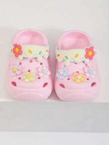 儿童拖鞋时尚可爱花童凉鞋透气防滑室内外花园沙滩拖鞋户外运动旅游度假街拍软底宝宝拖鞋 - 粉色 - 查看 5