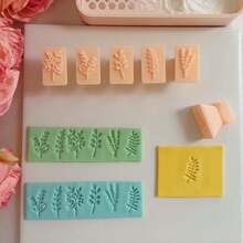 6Pcs/Set Spring Series Leaf And Flower Shaped Stamp With Handle, Easy To Use, Fondant Molds Set, Polymer Clay Stamp Tools Kit, Plastic Material, With DIY Jewelry Pendant Crafting For Clay Art - Apricot - View 7